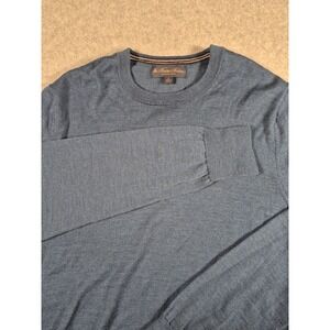 Brooks Brothers Italian Yarn Knit V-Neck Sweater Merino Wool Large Blue
